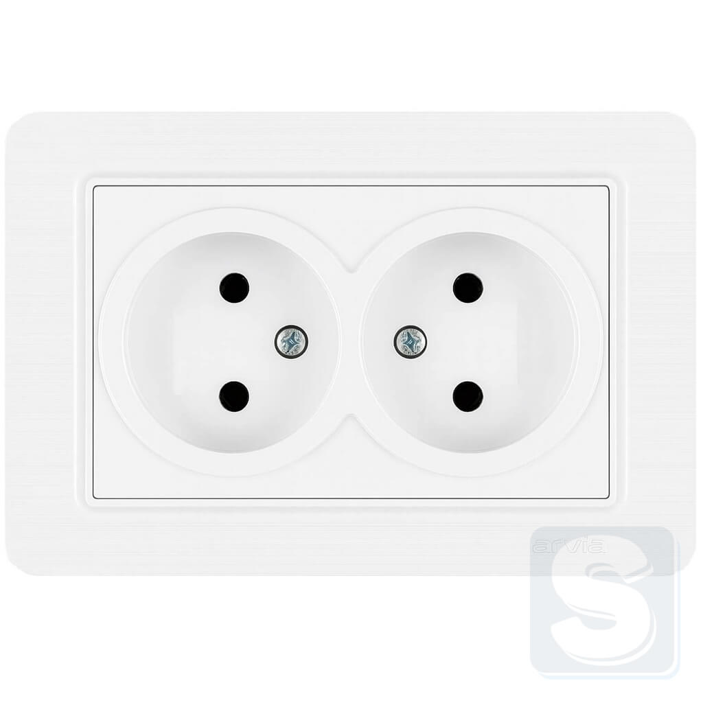 Розетка двойная без заземления 16A/220V Arvia Electric Lavin Белый